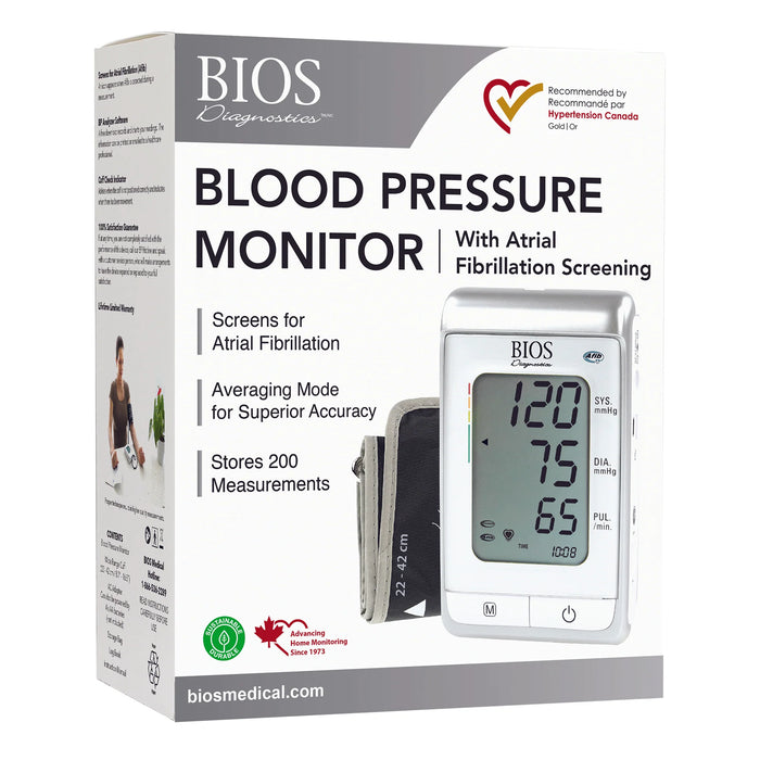 BIOS Diagnostics Blood Pressure Monitor with Atrial Fibrillation Screening