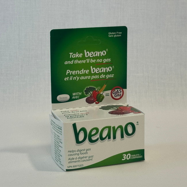 Beano Food Enzyme Dietary Supplement Tablets For Gas, Box Sizes Available 30 & 60s