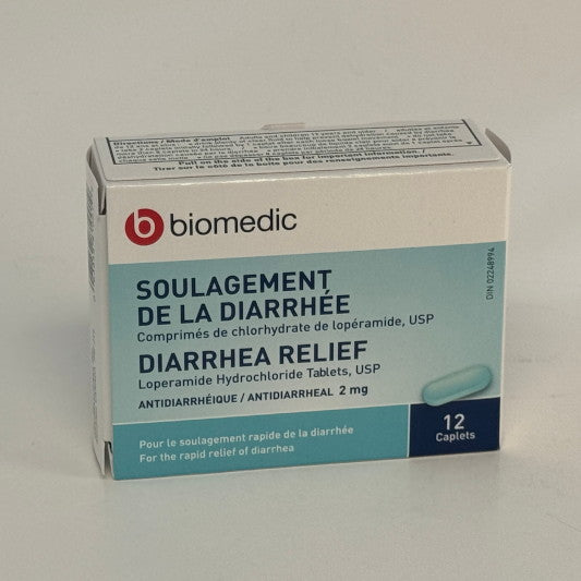 Biomedic Diarrhea Relief 2mg, Loperamide HCl (12 Tablets)