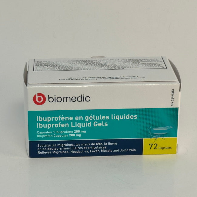 Biomedic Ibuprofen 200mg Liquid Gel Capsules, 72 Count