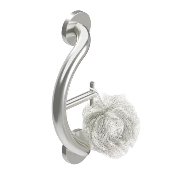 Grab Bar And Towel Hook, Brush Stainless, 500 lb Weight Capacity Plus