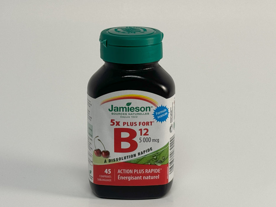 Jamieson B12 5X Stronger 5000 mcg, Fast Melts Cherry - 45 Tablets