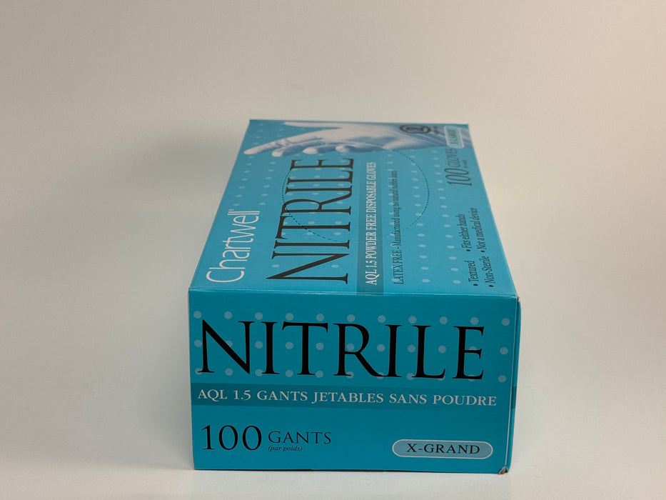 Various Sizes Of Blue Nitrile Gloves (Chartwell) - 100/Box