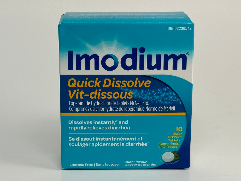 Imodium Quick Dissolve Tablets For Diarrhea Relief, Box Sizes Available 10 & 20s