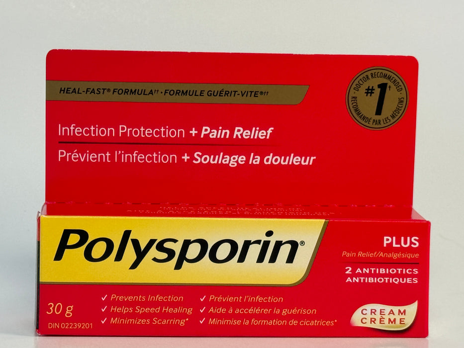 Polysporin Plus Cream, Infection Protection + Pain Relief - 15g & 30g Available