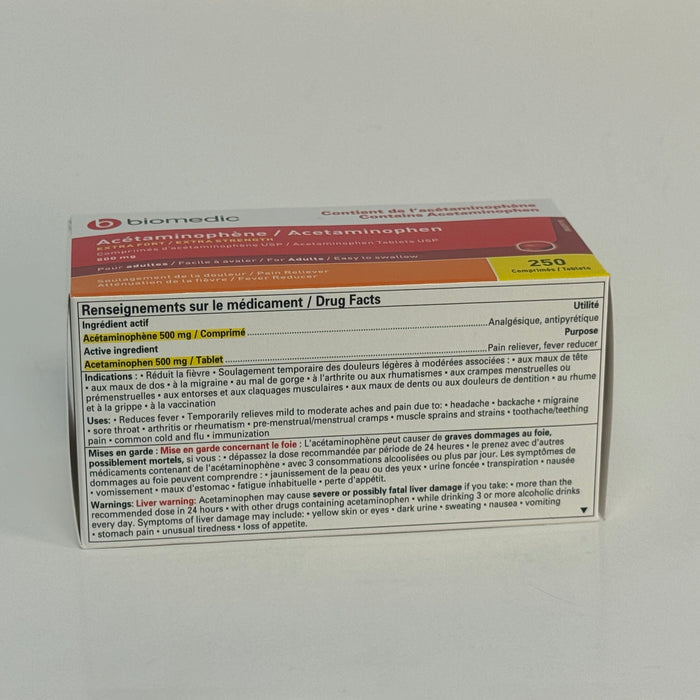 Biomedic Acetaminophen 500mg (250 Tablets)