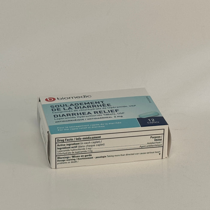 Biomedic Diarrhea Relief 2mg, Loperamide HCl (12 Tablets)