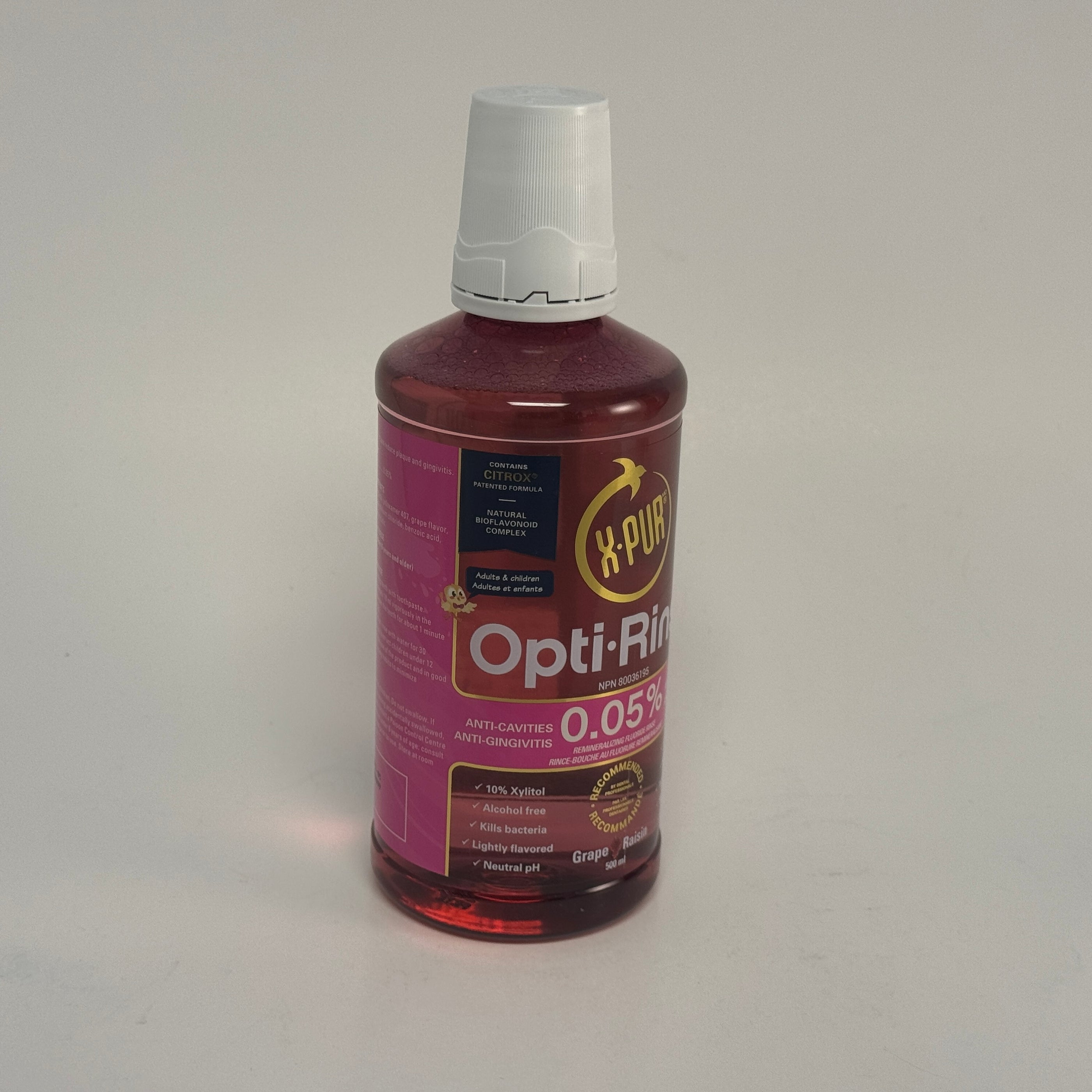 Opta Rinse Grape X-PUR Opti Rinse 0.05% Sodium Fluoride with 10% Xylitol 500 mL ...