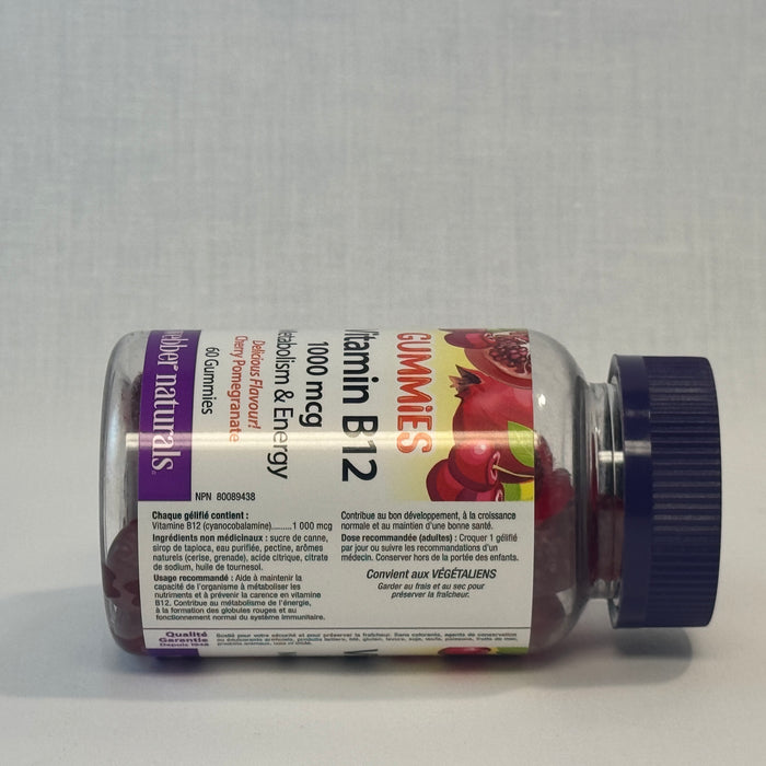 Webber Vitamin B12 1000mcg, Cherry Pomegranate Flavoured (60 Gummies)