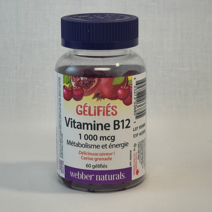 Webber Vitamin B12 1000mcg, Cherry Pomegranate Flavoured (60 Gummies)