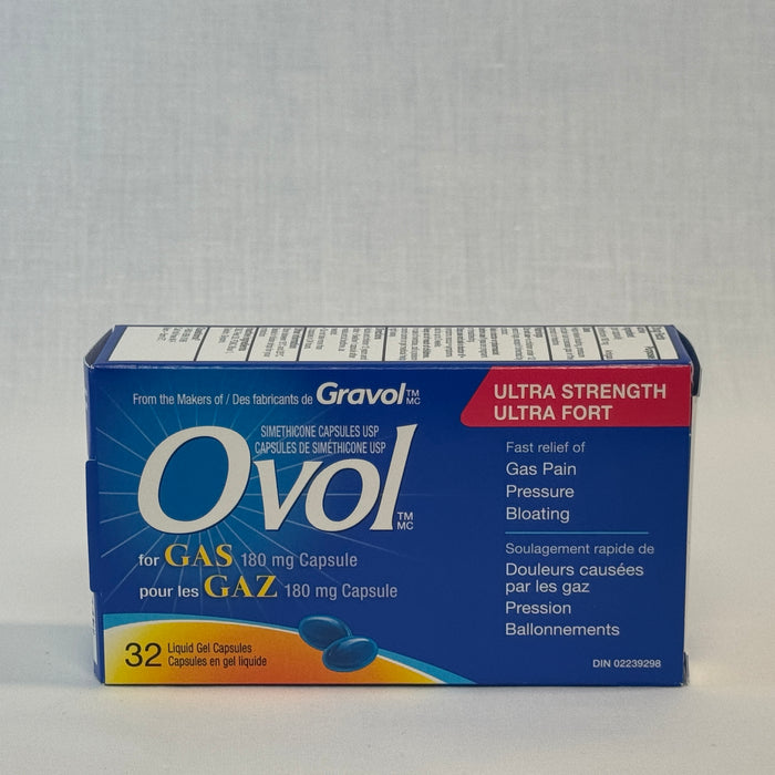 Ovol 180mg For Gas Pain, Pressure & Bloating (32 Liquid Gels)