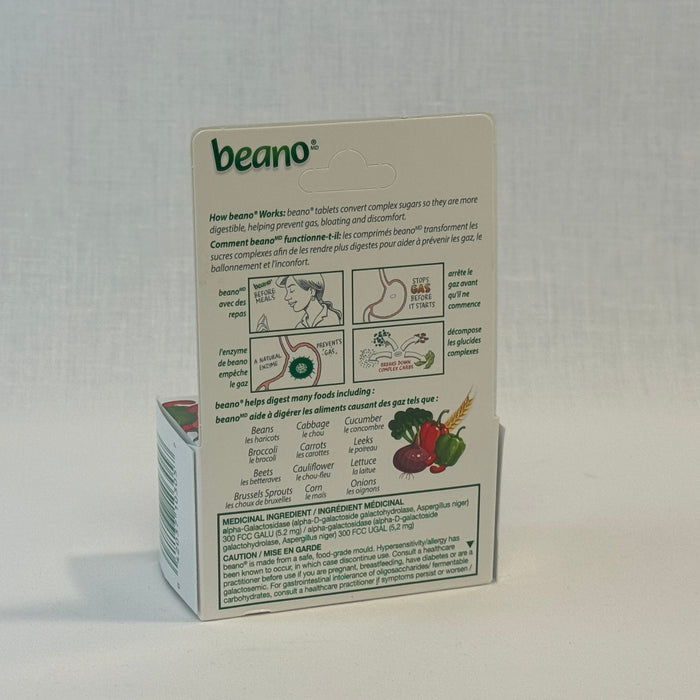 Beano Food Enzyme Dietary Supplement Tablets For Gas, Box Sizes Available 30 & 60s