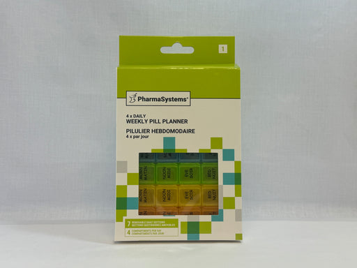 PharmaSystems, 4 x Daily Weekly Pill Planner - 7 Removable Daily Sections, 4 Compartments Per Day