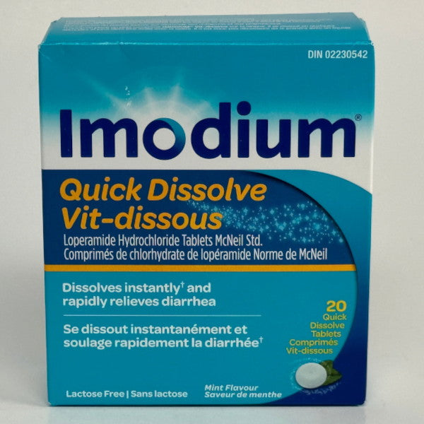 Imodium Quick Dissolve Tablets For Diarrhea Relief, Box Sizes Available 10 & 20s