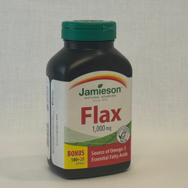 Jamieson Flax Omega 3 ALA 1000mg Bonus Pack (180 + 20 Softgels)