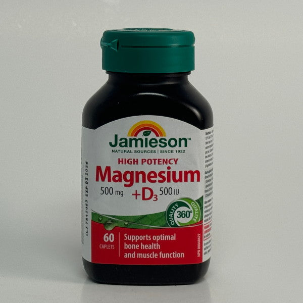 Jamieson Magnesium 500mg + D3 500IU (60 Tablets)