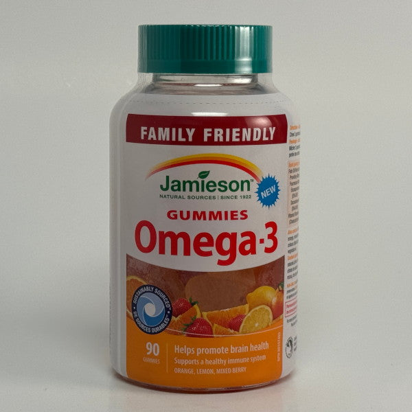 Jamieson Omega-3 Gummies - Orange, Lemon, Mixed Berry Flavours (90 Gummies)