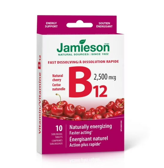 Jamieson Vitamin B12 2500 mcg - Travel Size Cherry (10 Sublingual Tablets)