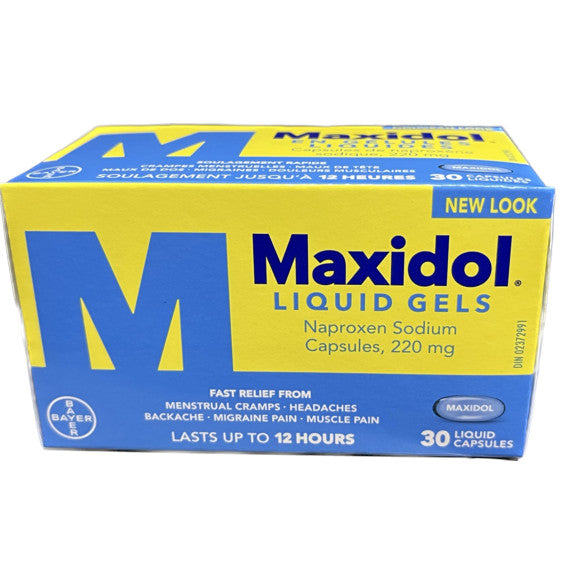 Maxidol, Menstrual Cramps Relief 220mg (30 Liquid Capsules)