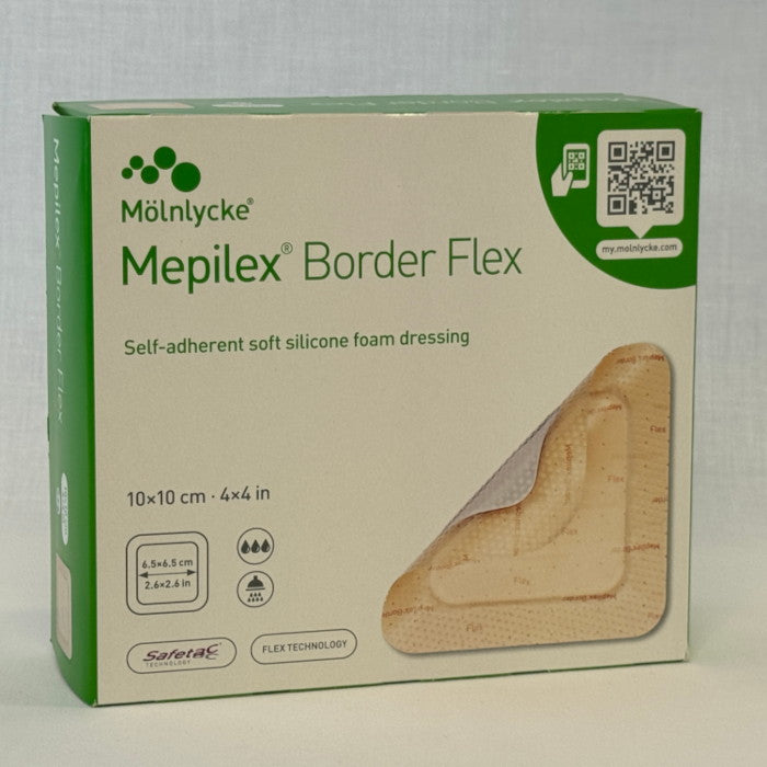 Mepilex Border Flex Dressing - Sizes 10x10cm, 12.5x12.5cm, 7.5x7.5cm, 15x15cm, 15x20cm, 10x20cm, 10x30cm Available, 10 Per Box