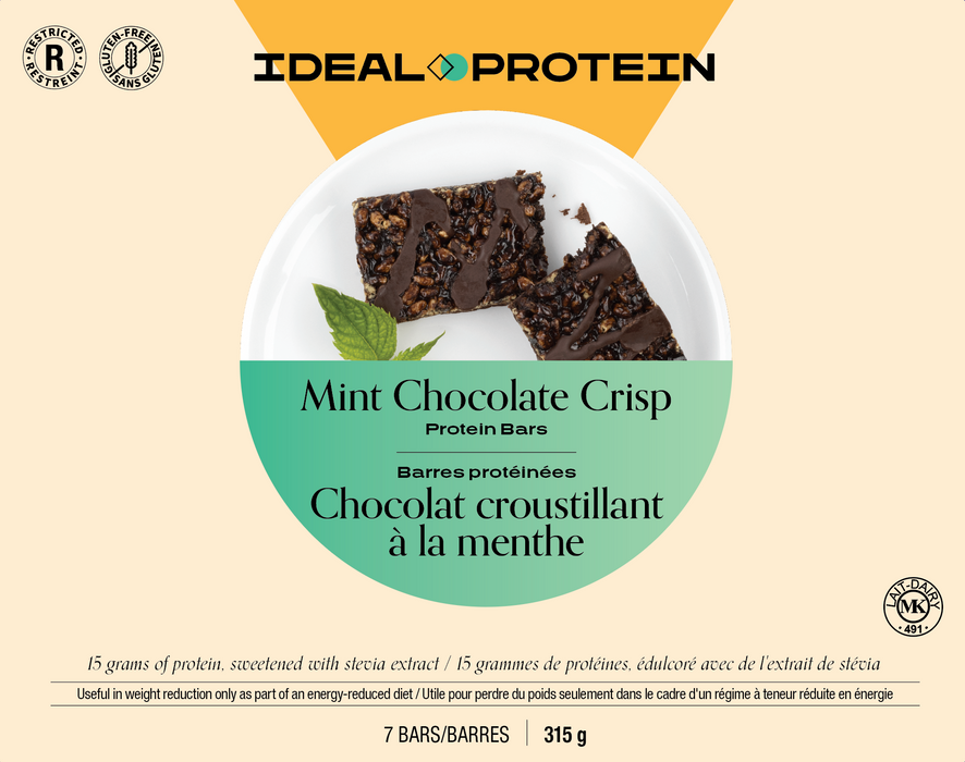 Ideal Protein, Mint Chocolate Crisp Protein Bar, 7 Bars