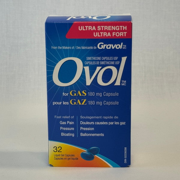 Ovol 180mg For Gas Pain, Pressure & Bloating (32 Liquid Gels)