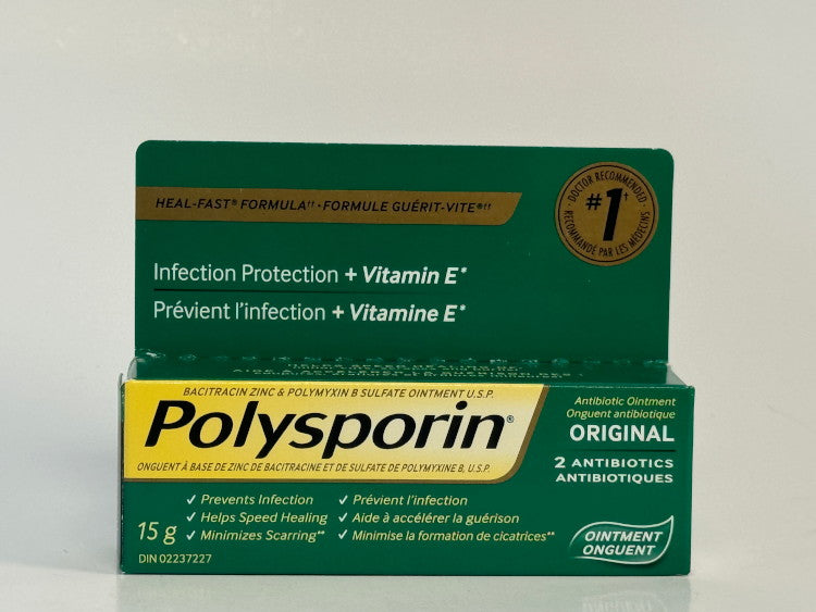 Polysporin Ointment, Infection Protection + Vitamin E -  Box Sizes Available 15g & 30g