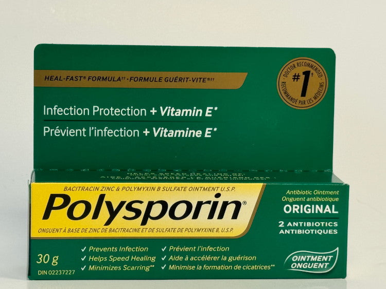 Polysporin Ointment, Infection Protection + Vitamin E -  Box Sizes Available 15g & 30g