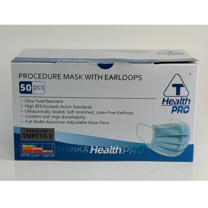 Procedure Face Mask Blue ASTM Level 1 with Earloops (HealthPro, 50/BX)