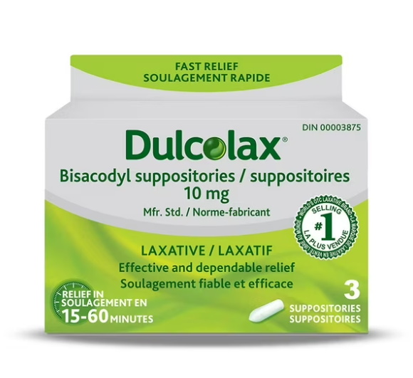 Dulcolax 10 mg Suppositories - Box Sizes Available 3, 6, 100