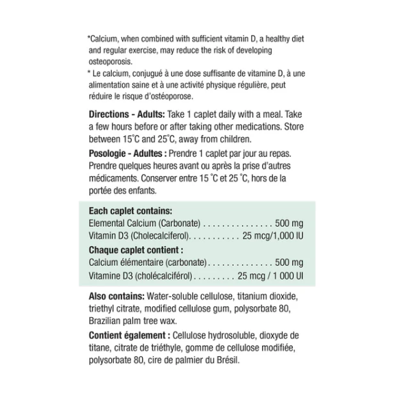 Jamieson Calclium 500mg with Vitamin D 1000 IU, 90 Caplets