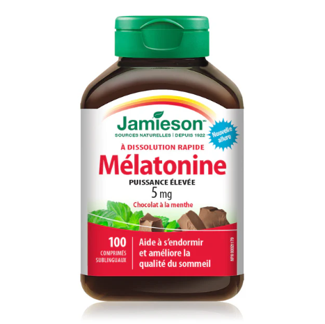 Jamieson Melatonin Fast Dissolve 5mg Chocolate Mint  (100 Sublingual Tablets)