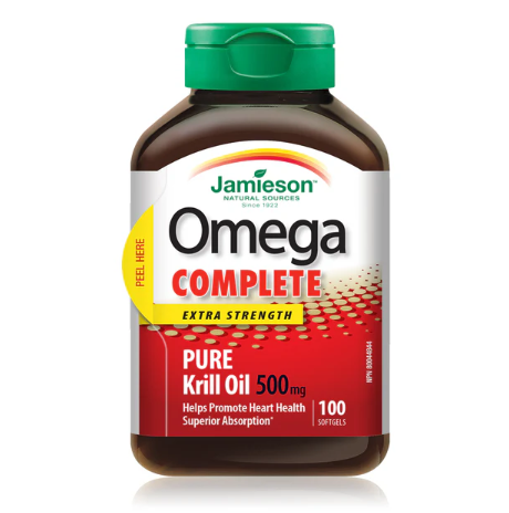 Jamieson Omega Complete Super Krill 500mg (60 & 100 Bottled Softgels Available)