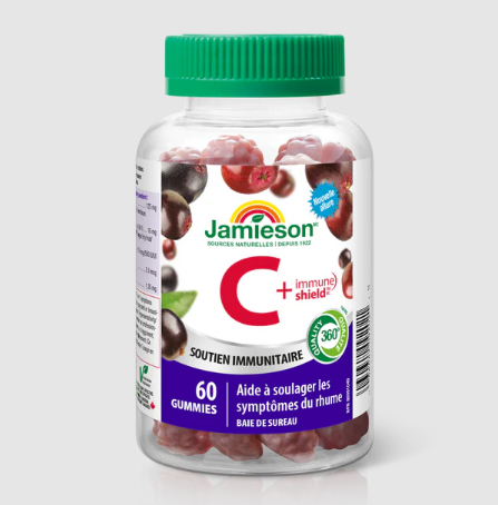 Jamieson Vitamin C + Immune Shield Gummies with Elderberry (60 Gummies)