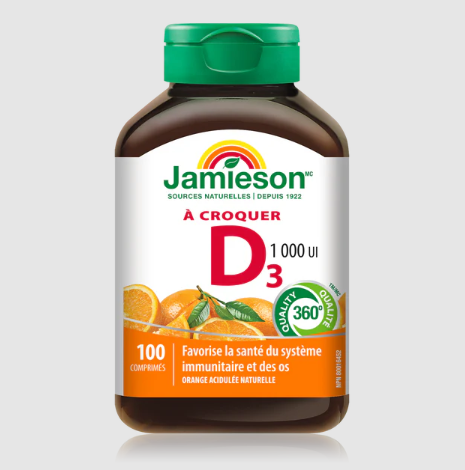 Jamieson Vitamin D, 1000 IU Tangy Orange (100 Chewable Tablet)