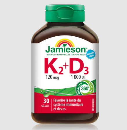 Jamieson Vitamin K2 120 mcg / D3 1000 IU (30 Softgels)