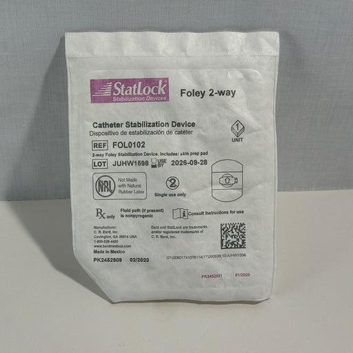 Statlock - Catheter Stabilization Device, Foley 2-Way, FOL0102, Includes Skin Prep Pad