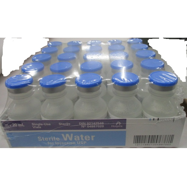 Sterile Water for Injection 20ml (Without Preservative) 25x20ml - Single Use Vials