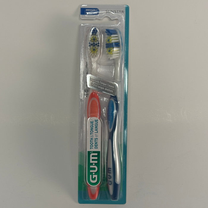 Tooth Brushes With Tongue Cleaner - Two Pair