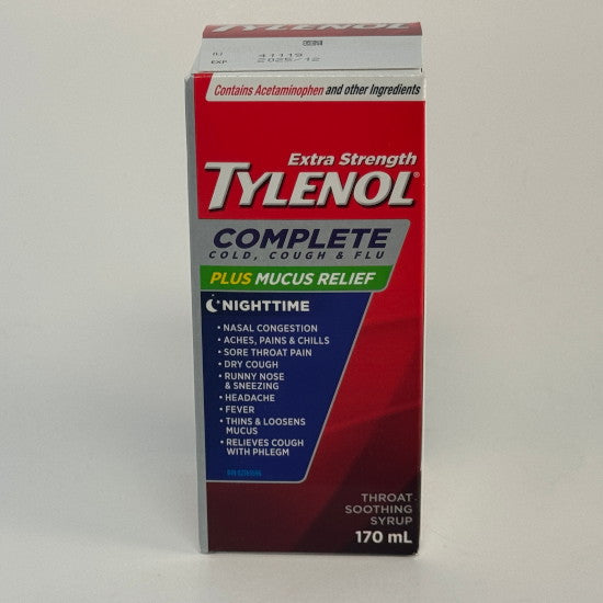 Tylenol Complete ES Cold/Cough & Flu Plus Mucous Nighttime 170 mL