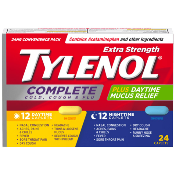 Tylenol Complete Extra Strength Cold, Cough & Flu Day/Night (12 Day + 12 Night Caplets)