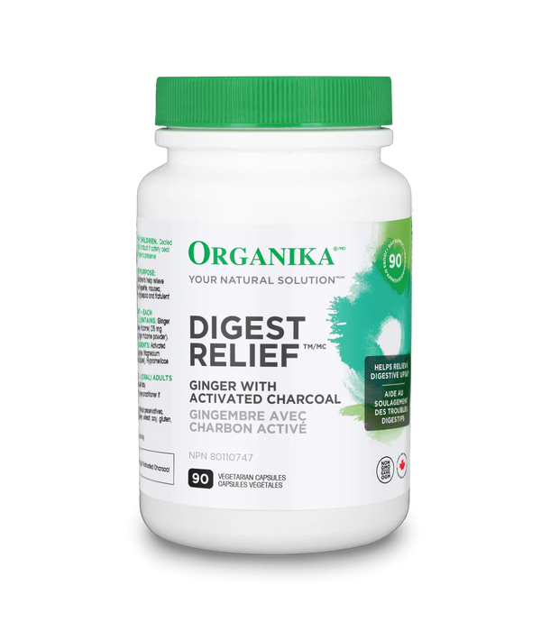 Organika Digest Relief, Activated Charcoal, 90 Vegetarian Capsules