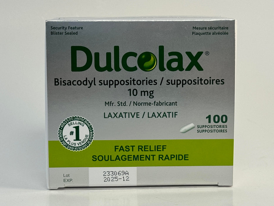 Dulcolax 10 mg Suppositories - Box Sizes Available 3, 6, 100